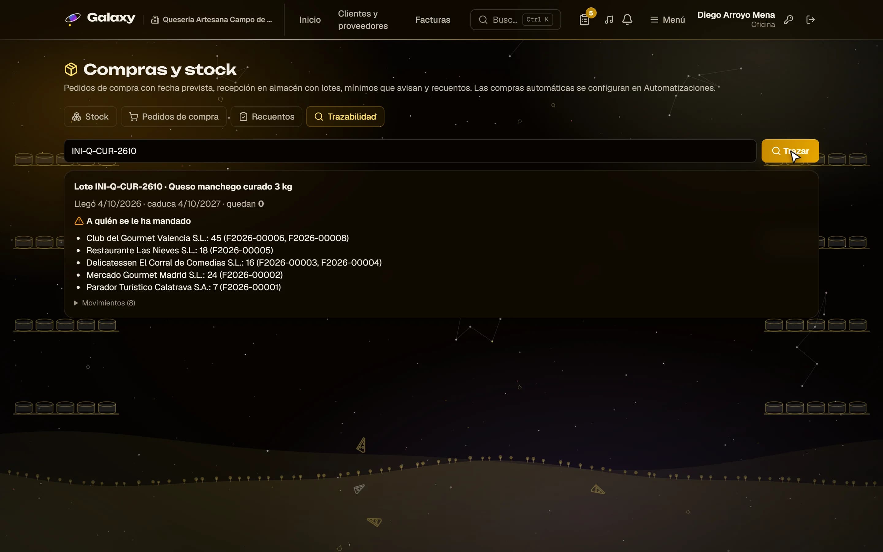 Captura de pantalla de Galaxy: Un lote hasta los clientes que lo recibieron